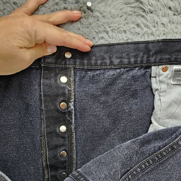 Levi's Jeans Mens 46x30 501 Black Cotton High Rise Button Fly Classic Straight - Picture 10 of 13